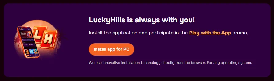 LuckyHills Casino Install App